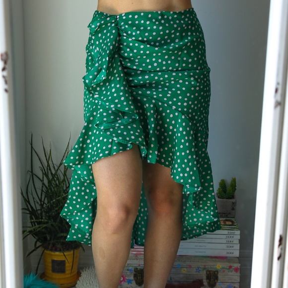 SHEIN Dresses & Skirts - SHEIN Polka-Dot Ruffle Asymmetrical Hem Skirt